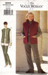 9044 EZ VOGUE VEST COLLAR OR NOT, KNIT LONG SLEEVE TOP, PANTS PATTERN 14-18